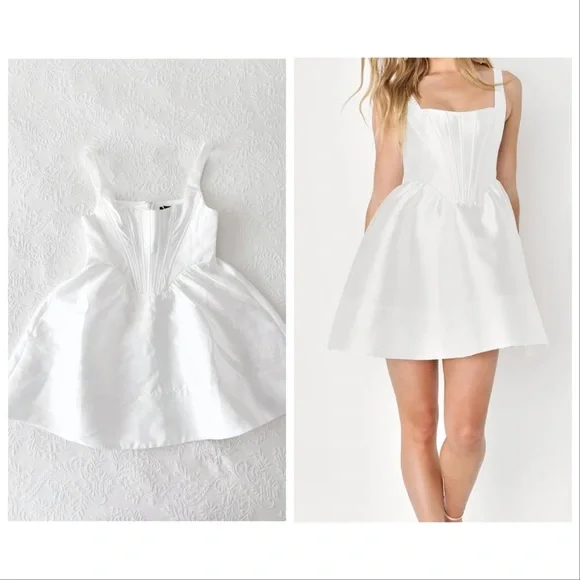 bubbly love white taffeta corset mini dress For Love & Lemons Whipped Cream Taffeta Mini Dress in White